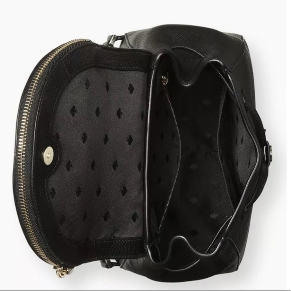 Leather Kate spade Leila medium flap backpack black new - Picture 6 of 8